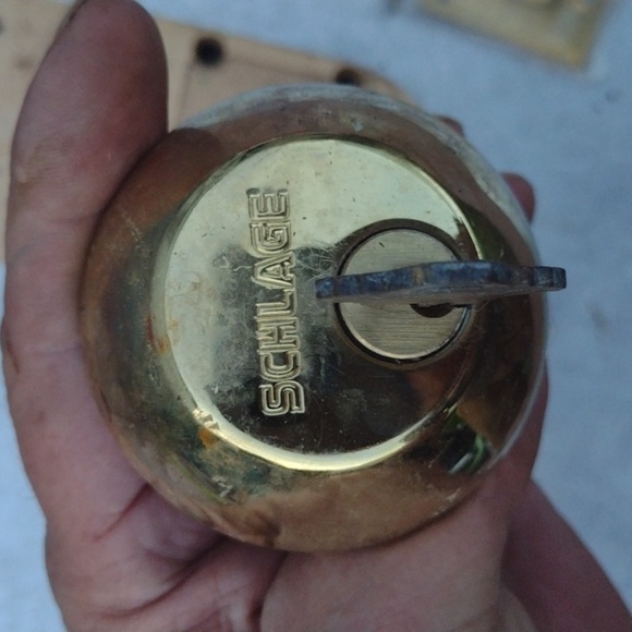 Gold and Tan Door Lock Set - Picture 3 of 4